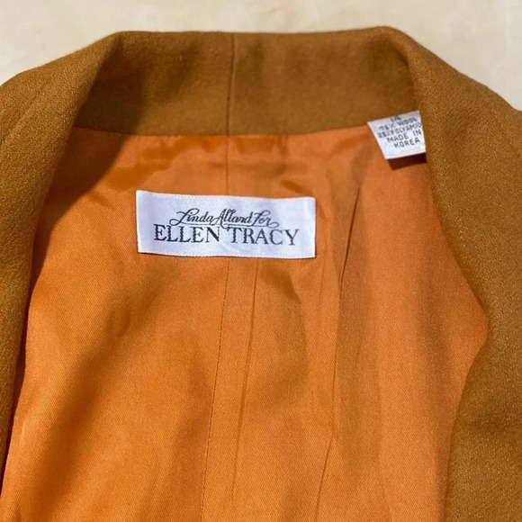 VTG Linda Allard Ellen Tracy Wool Blend Blazer Sz 14 Crest Old Money Career Work - Picture 2 of 11